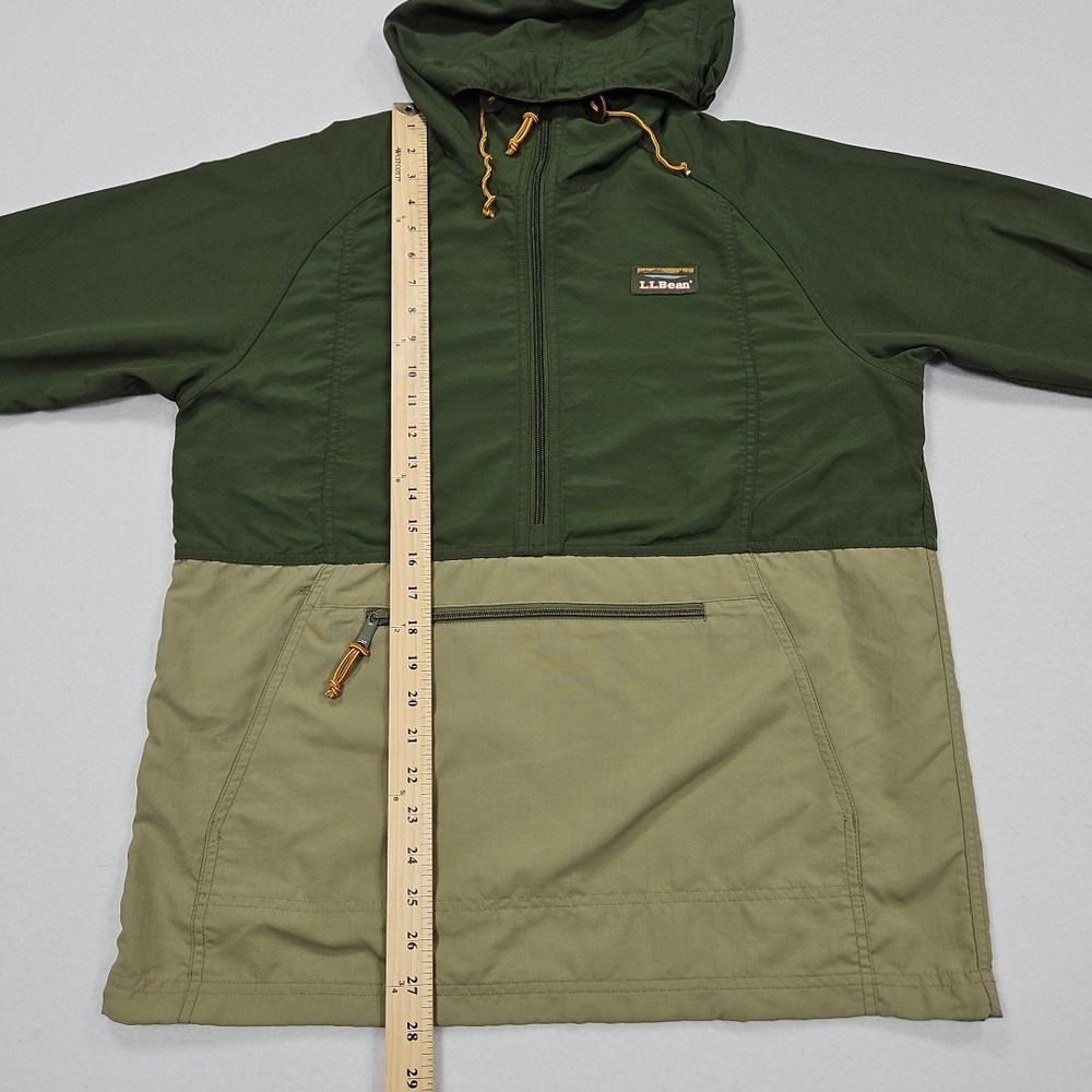 LL Bean Mountain Anorak Windbreaker Small Nylon Hooded‎ Jacket Olive Green Khaki - Picture 5 of 6